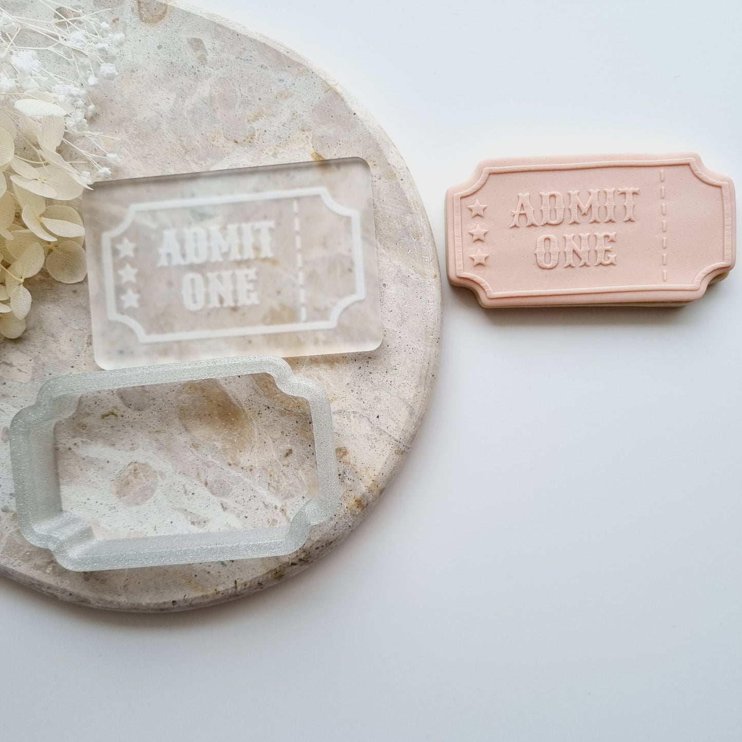 admit one ticket circus carnival cookie stamp cookie cutter fondant debosser