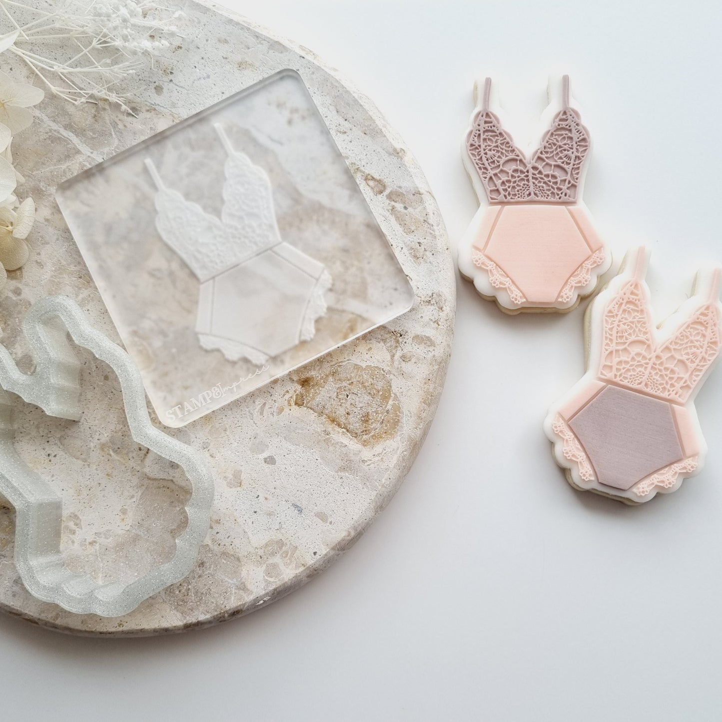 Lingerie Lace Bodysuit Raised Cookie Stamp/Fondant Debosser & Cutter