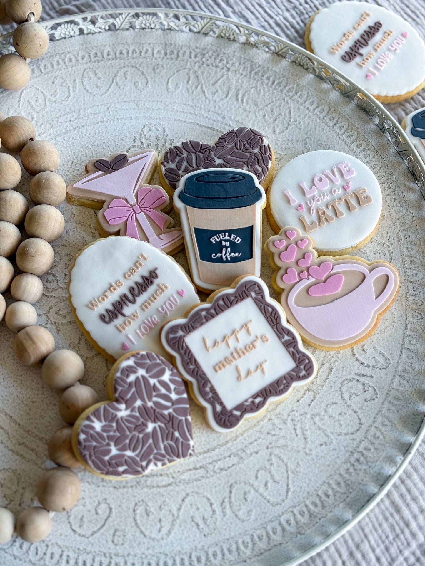 Frame with Coffee Beans - Happy Mother's Day Raised Cookie Stamp/Fondant Debosser & Cutter