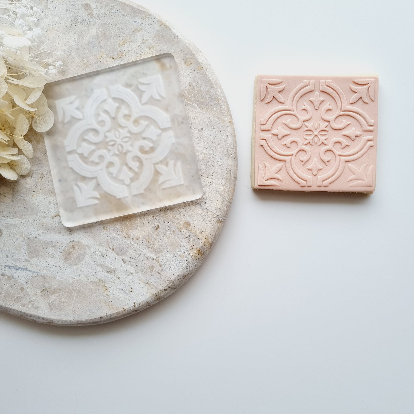 Mediterranean Tile Raised Cookie Stamp/Fondant Debosser