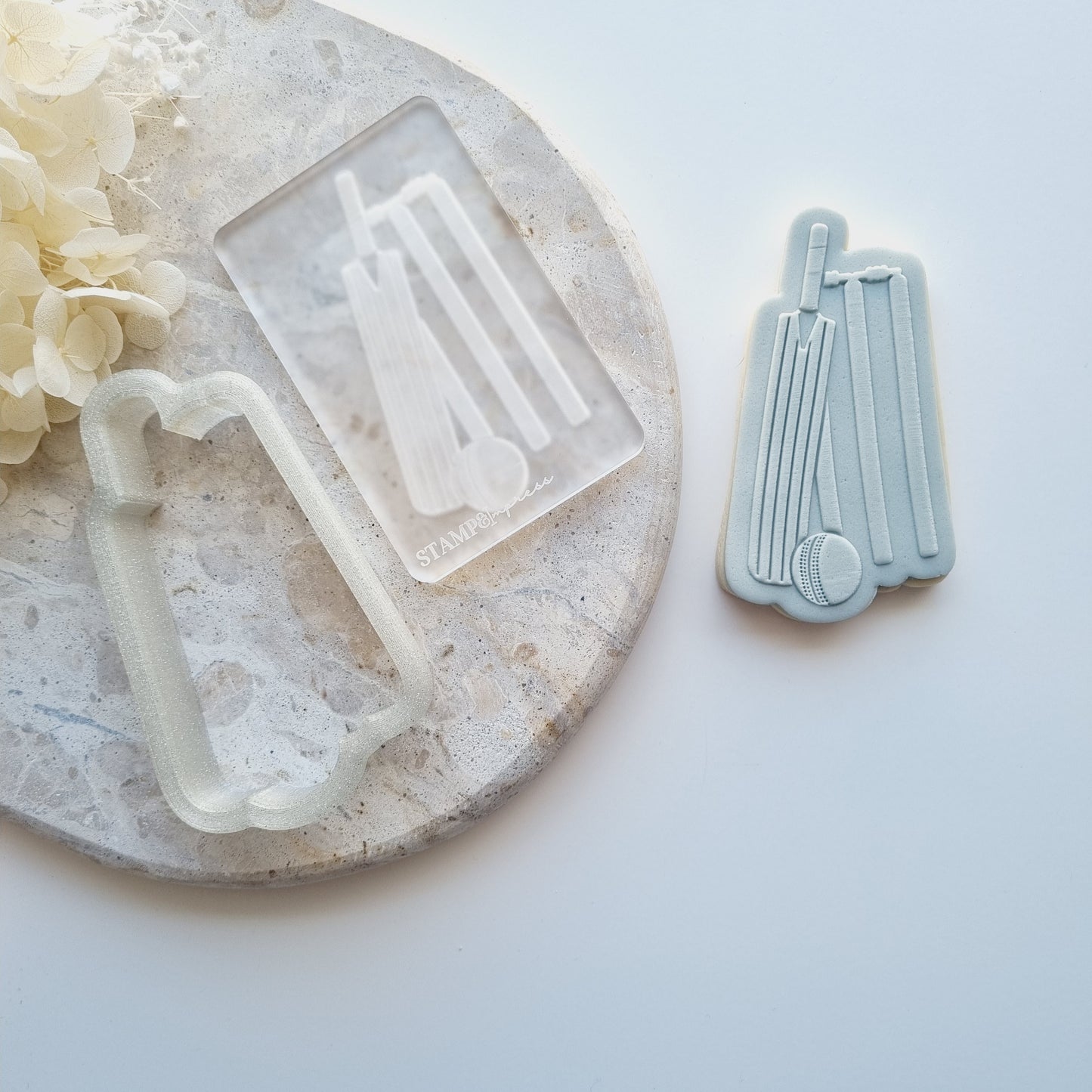 cricket set ball bat wicket cookie stamp cookie cutter sport stampandimpress