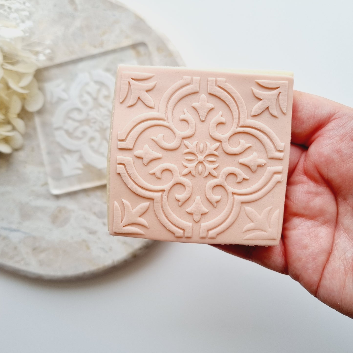 Mediterranean Tile Raised Cookie Stamp/Fondant Debosser