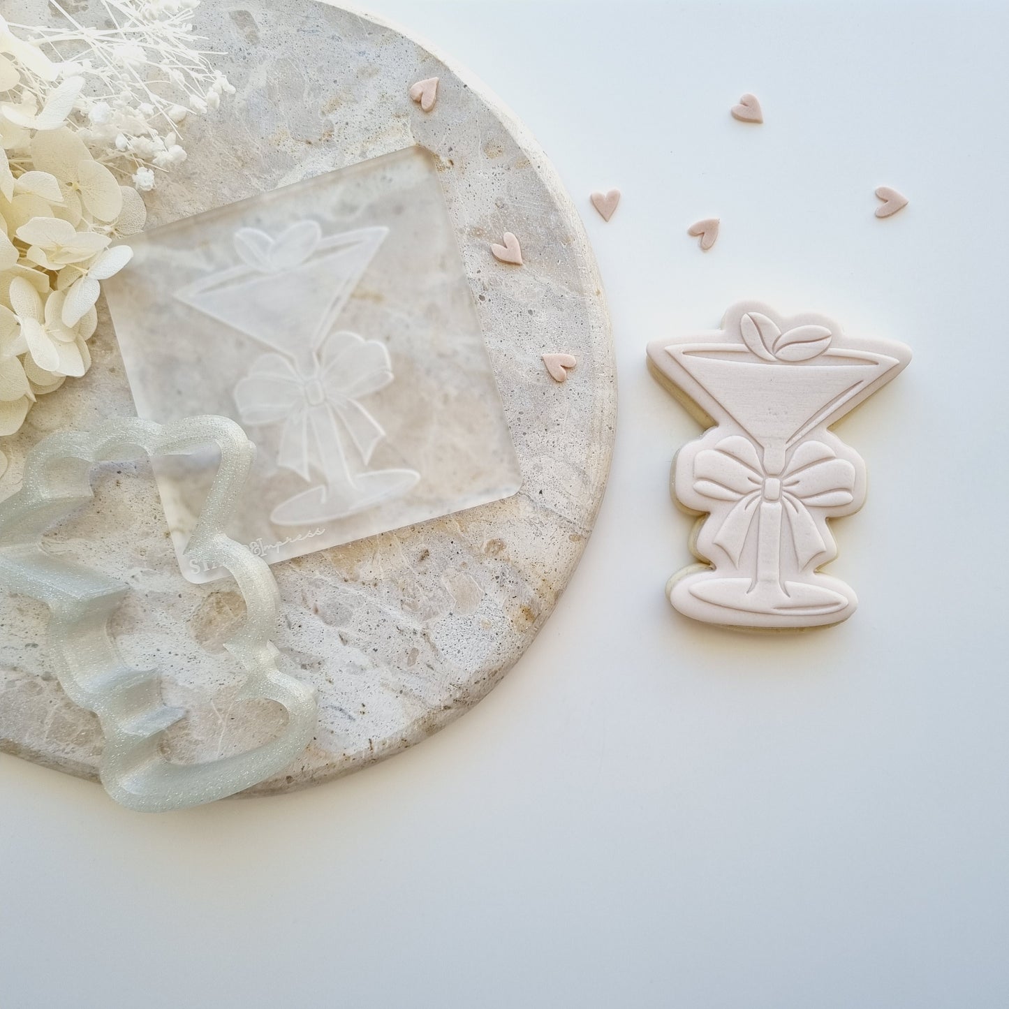 Espresso Martini Raised Cookie Stamp/Fondant Debosser & Cutter