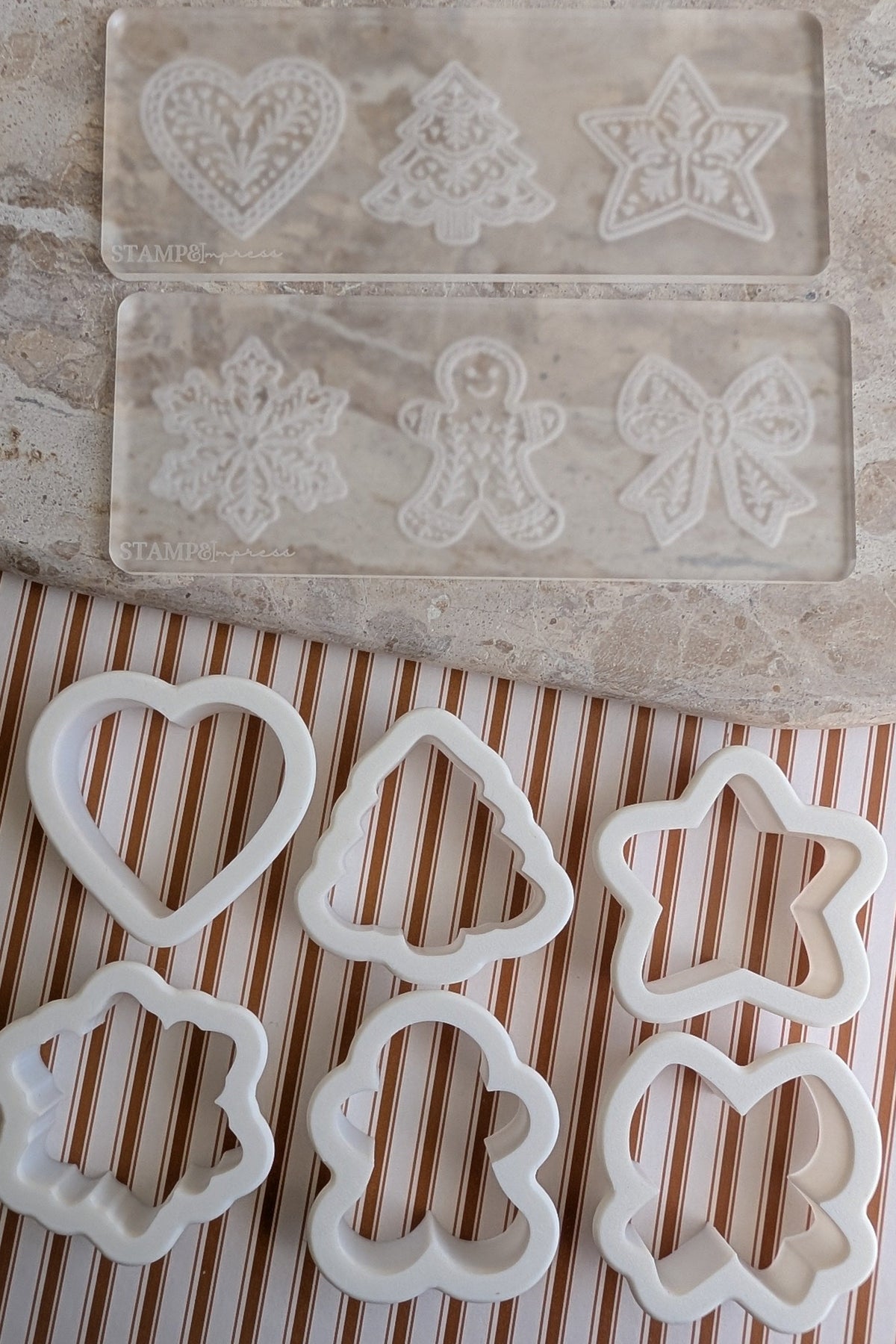 Mini Gingerbread Pattern Set Raised Cookie Stamp/Fondant Debosser & Cutters