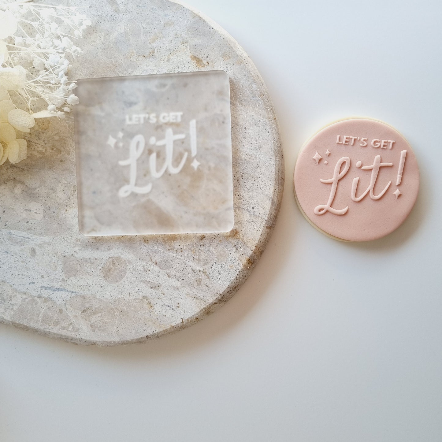 Lets Get Lit! Raised Cookie Stamp/Fondant Debosser
