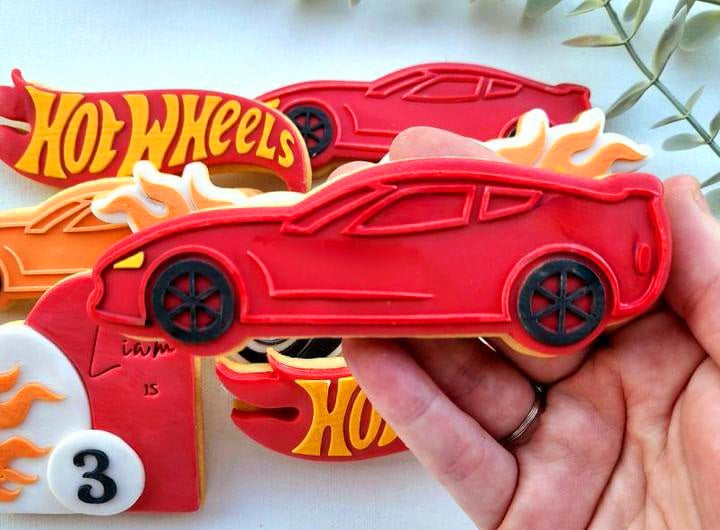 hot wheels sports car tyre flame stampandimpress cookie stamp cookie cutter