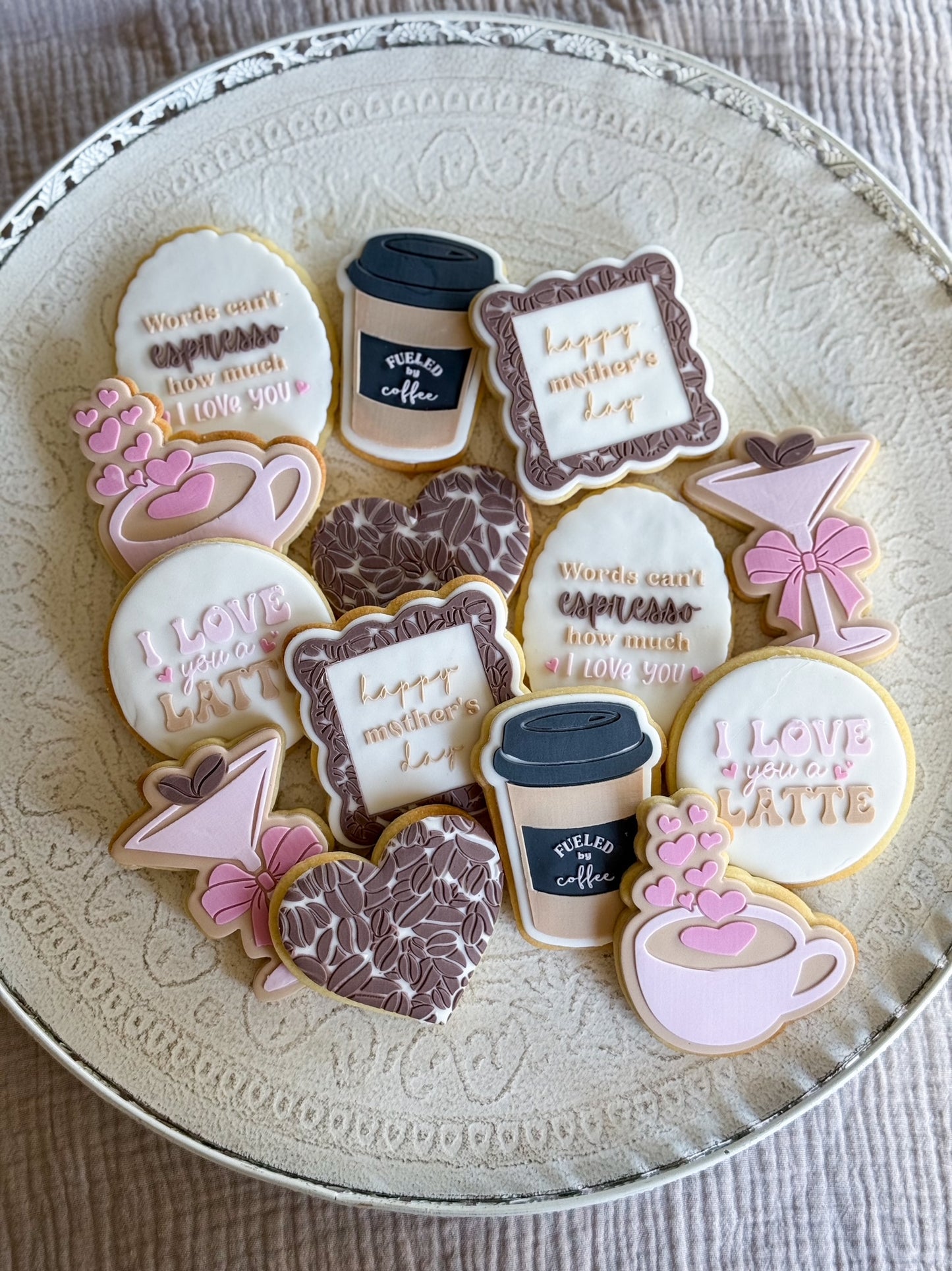 Frame with Coffee Beans - Happy Mother's Day Raised Cookie Stamp/Fondant Debosser & Cutter