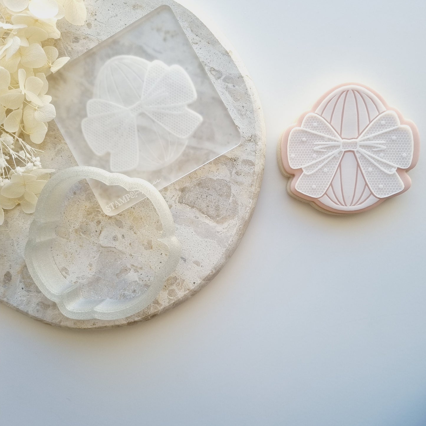 easter fondant debosser cookie stamp cookie cutter stampandimpress egg eggs lace bow