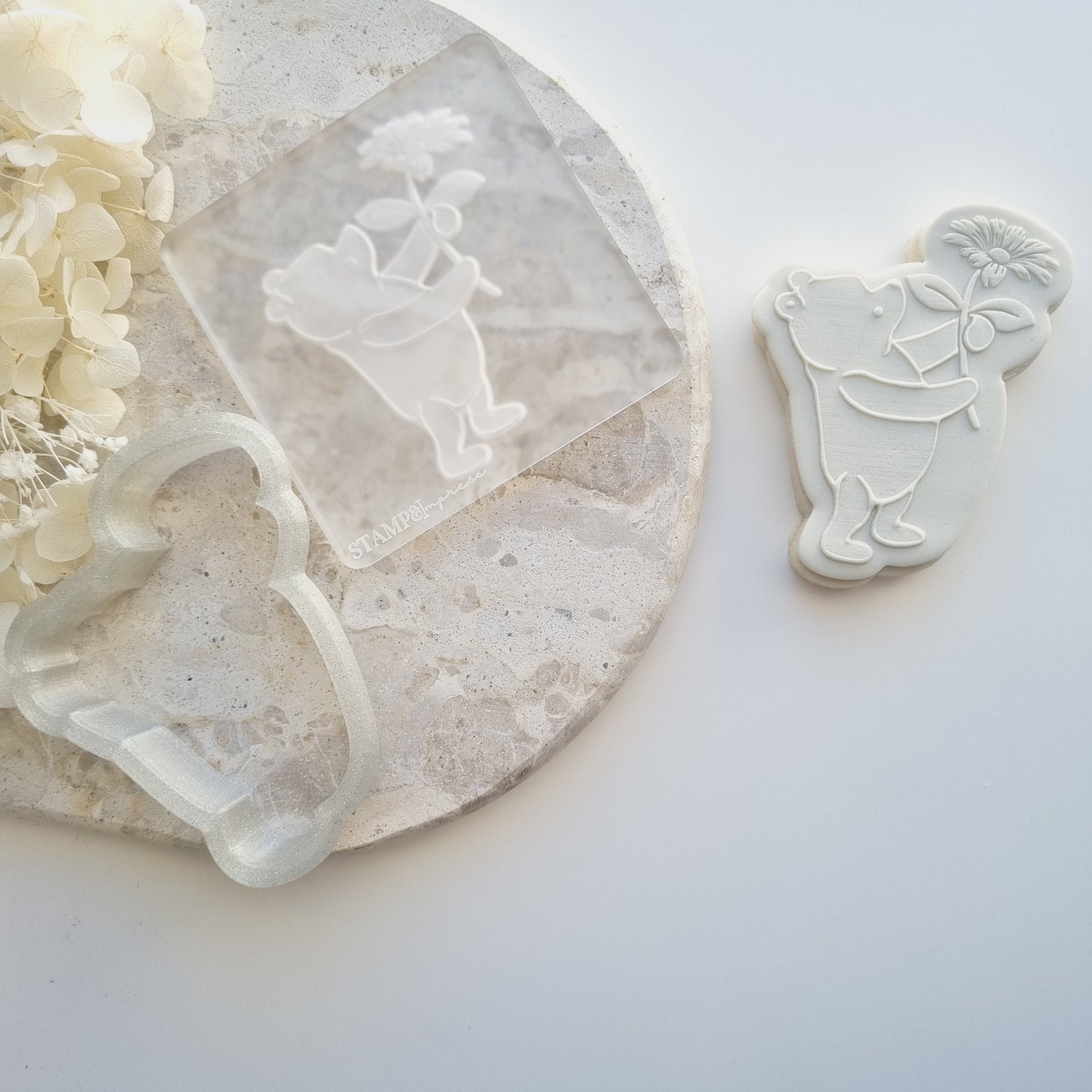 winnie the pooh daisy flower vintage pooh bear cookie stamp cookie cutter stampandimpress