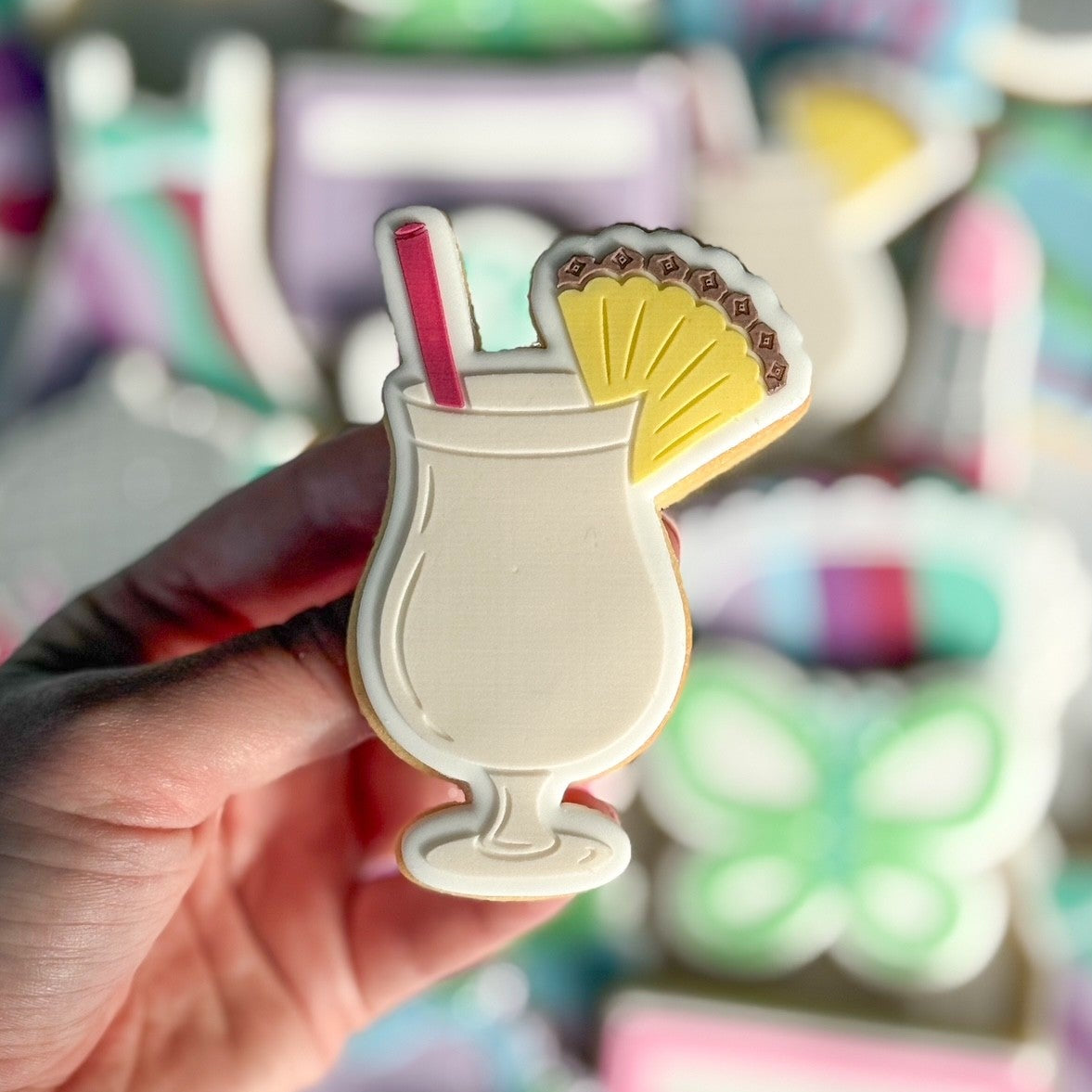 pina colada cocktail pineapple 13 going on 30 suddenly 30 drink cookie stamp cookie cutter stampandimpress wishing dust butterfly mix tape 30 flirty & thriving disco ball 