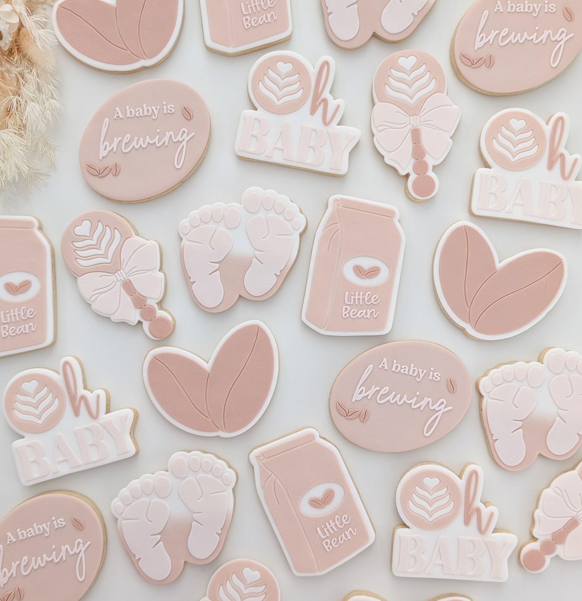 a baby is brewing coffee beans little bean coffee cup baby feet oh baby coffee rattle cookie stamp cookie cutter stampandimpress