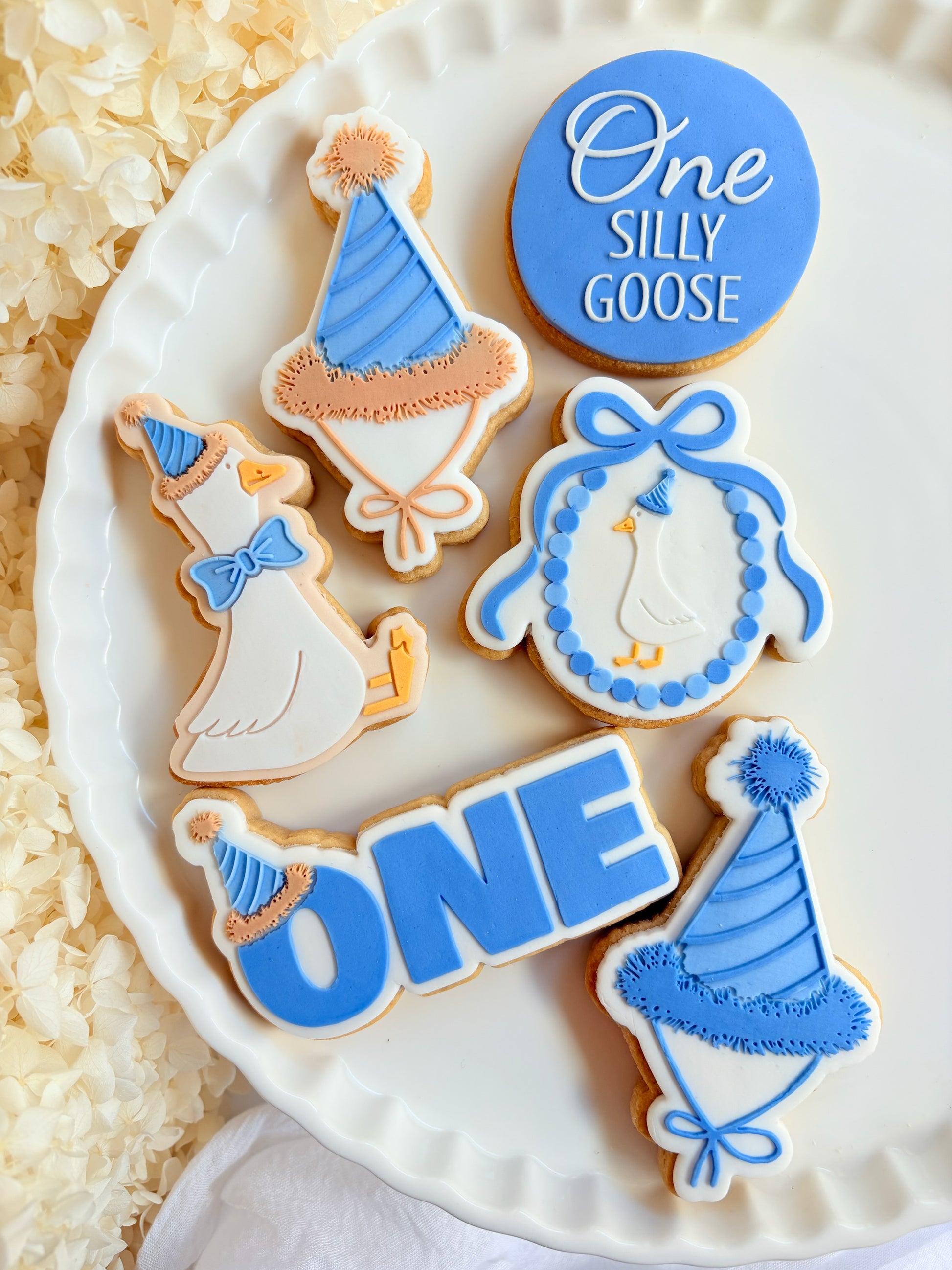 silly goose on the loose one silly goose balloon birthday one geese party hat country vintage bow first birthday fondant cookies stamps stampandimpress