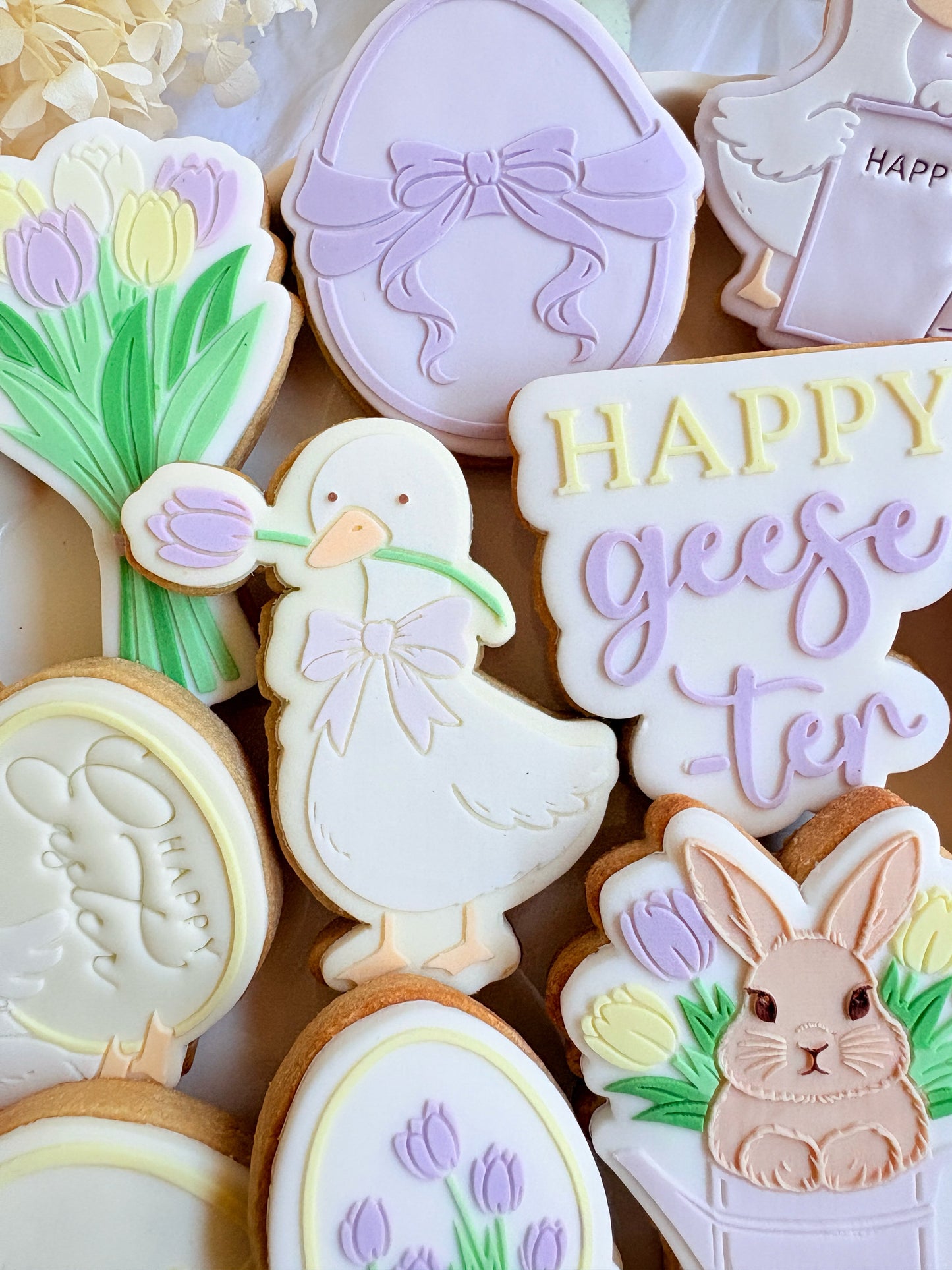 happy geese-ter geese bunch of tulips tulip egg pop with bow goose tulip flower bunny in watering can happy easter easter bunny rabbit goose with tulip easter egg with bow ribbon cookie stamp cookie cutter stampandimpress