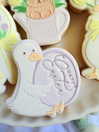 happy geese-ter geese bunch of tulips tulip egg pop with bow goose tulip flower bunny in watering can happy easter easter bunny rabbit goose with tulip easter egg with bow ribbon cookie stamp cookie cutter stampandimpress