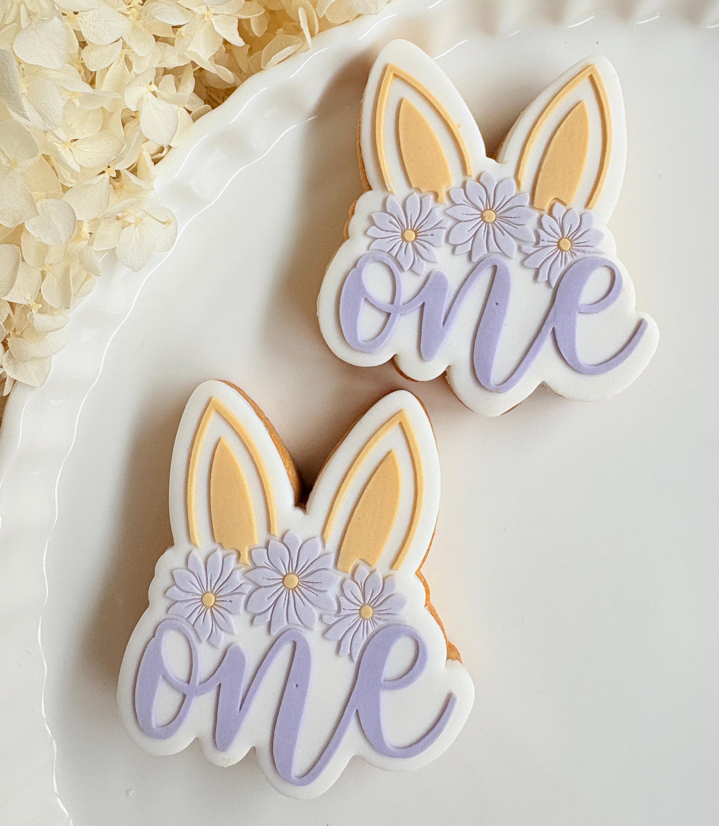 bunny ears one flowers first birthday cookie stamp cookie cutter stampandimpress