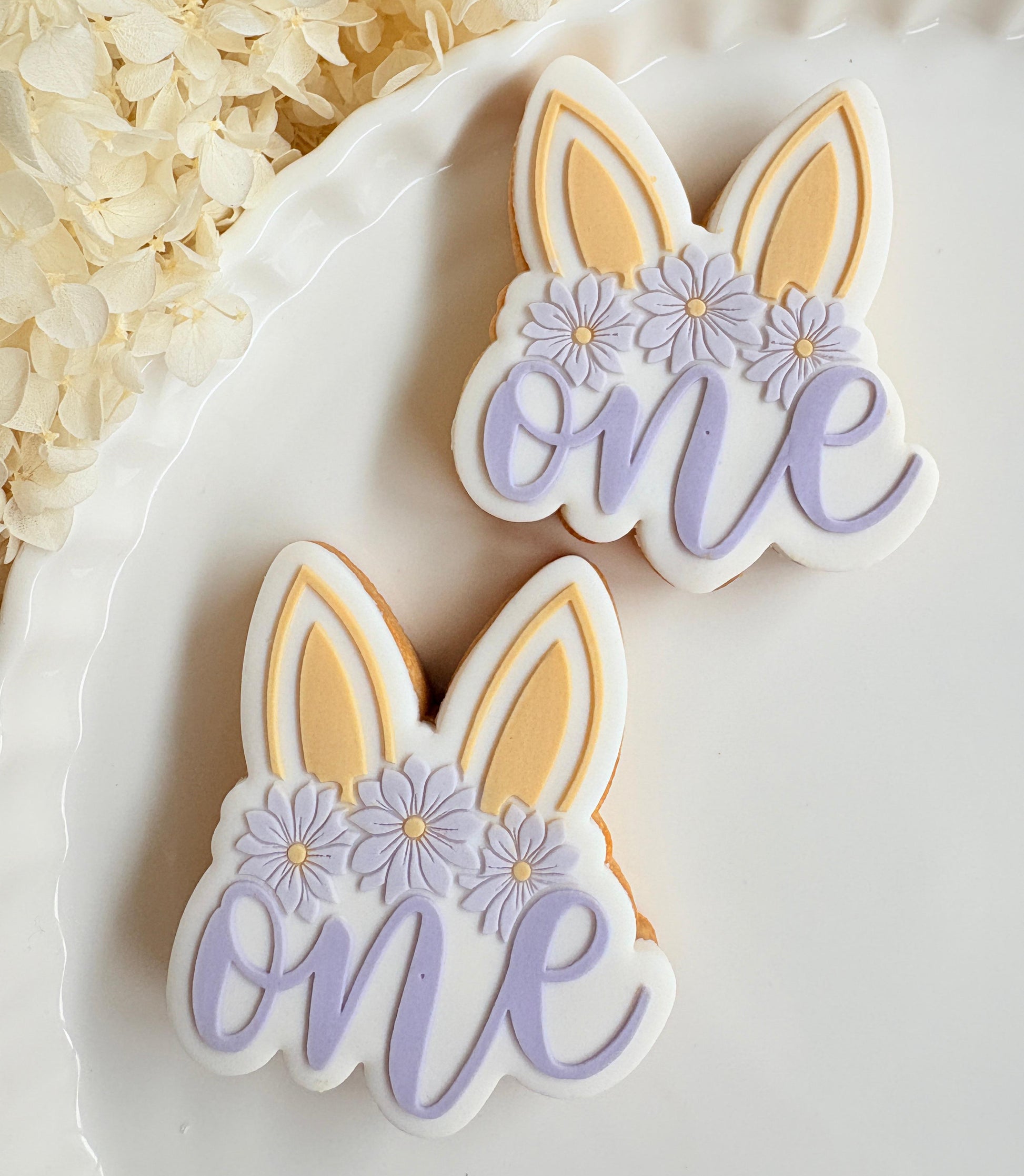 bunny ears one flowers first birthday cookie stamp cookie cutter stampandimpress