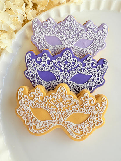 bridgerton mum of the season happy mothers day tea party lace doily hydrangea flower lady Whistledown masquerade mask ball diamond of the season fondant cookie stamp cookie cutter stampandimpress