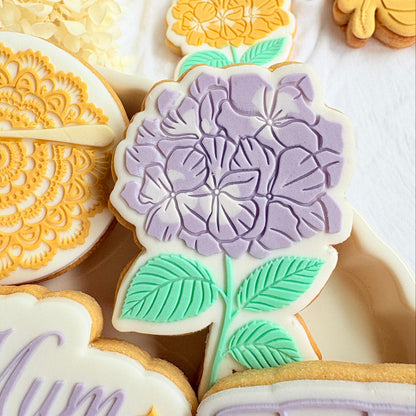 bridgerton mum of the season happy mothers day tea party lace doily hydrangea flower lady Whistledown masquerade mask ball diamond of the season fondant cookie stamp cookie cutter stampandimpress