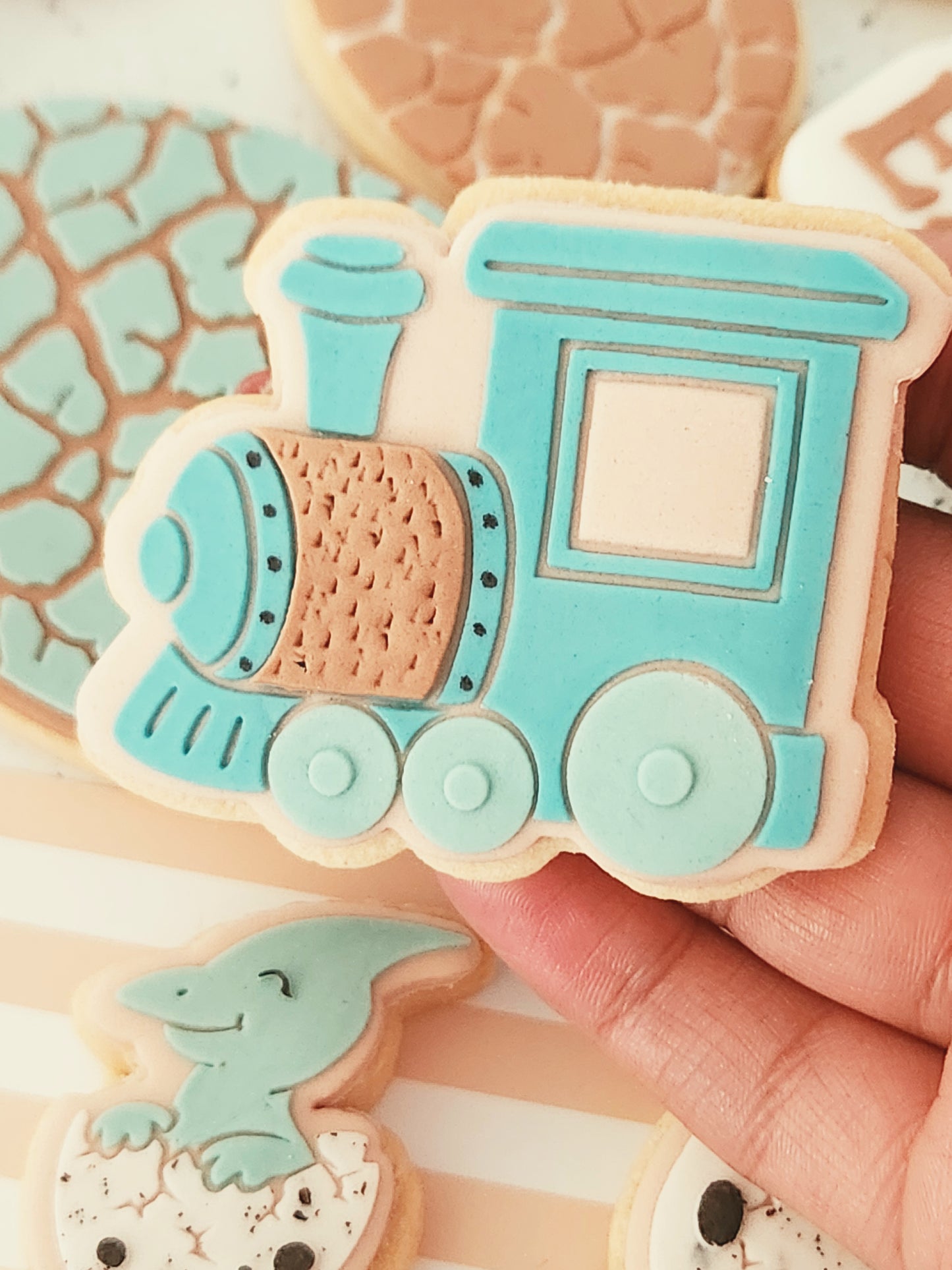 easter egg dino egg dinosaur train wagon cracked egg dinosaur egg t-rex trex Brontosaurus Pterodactyl have a roar-some easter roarsome roar happy easter cookie stamps cookie cutters stampandimpress