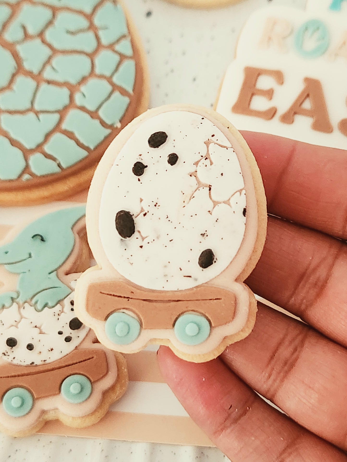 easter egg dino egg dinosaur train wagon cracked egg dinosaur egg t-rex trex Brontosaurus Pterodactyl have a roar-some easter roarsome roar happy easter cookie stamps cookie cutters stampandimpress