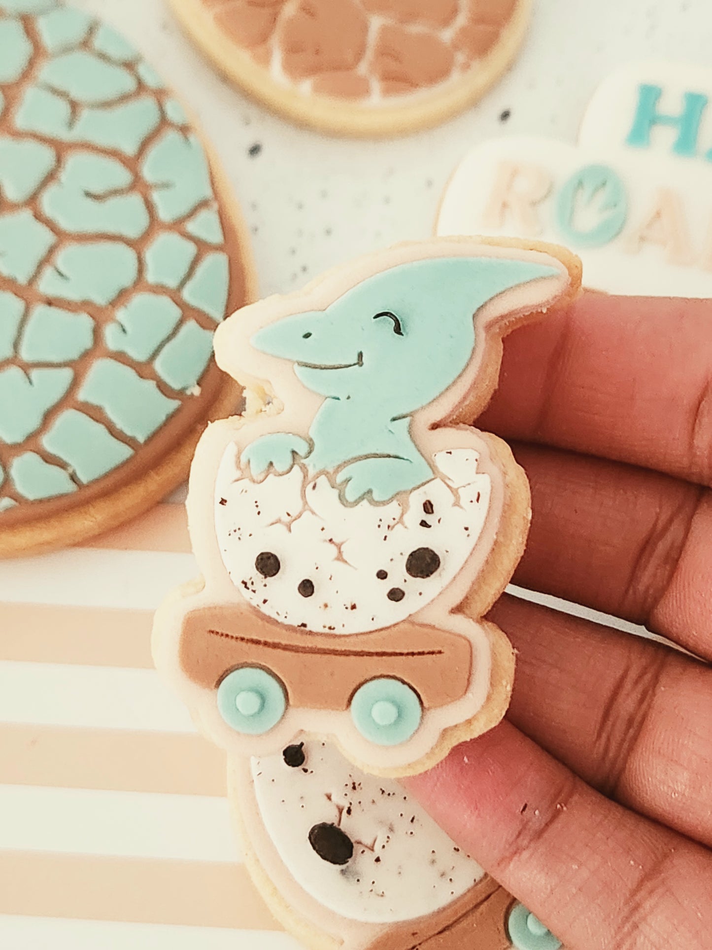 easter egg dino egg dinosaur train wagon cracked egg dinosaur egg t-rex trex Brontosaurus Pterodactyl have a roar-some easter roarsome roar happy easter cookie stamps cookie cutters stampandimpress