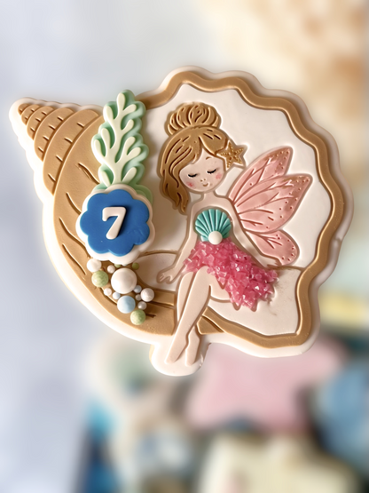 Fairy in Shell Raised Cookie Stamp/Fondant Debosser & Cutter