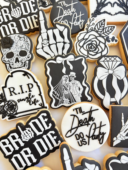 bride or die ring finger wedding ring hens skeleton cookie stamp cookie cutter stampandimpress bride and groom diamond ring tombstone lace skull