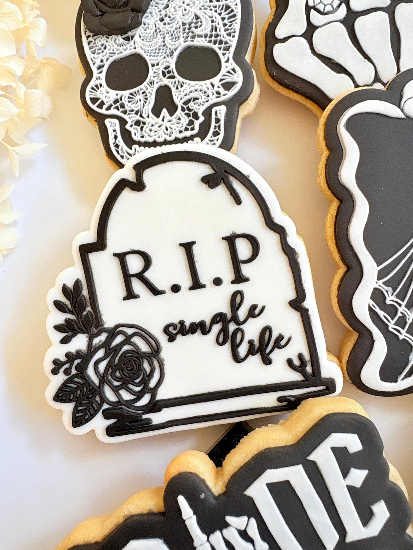 bride or die ring finger wedding ring hens skeleton cookie stamp cookie cutter stampandimpress tombstone rip single life