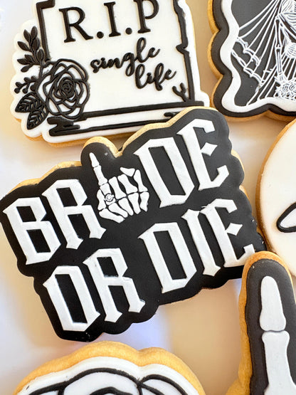 bride or die ring finger wedding ring hens skeleton cookie stamp cookie cutter stampandimpress