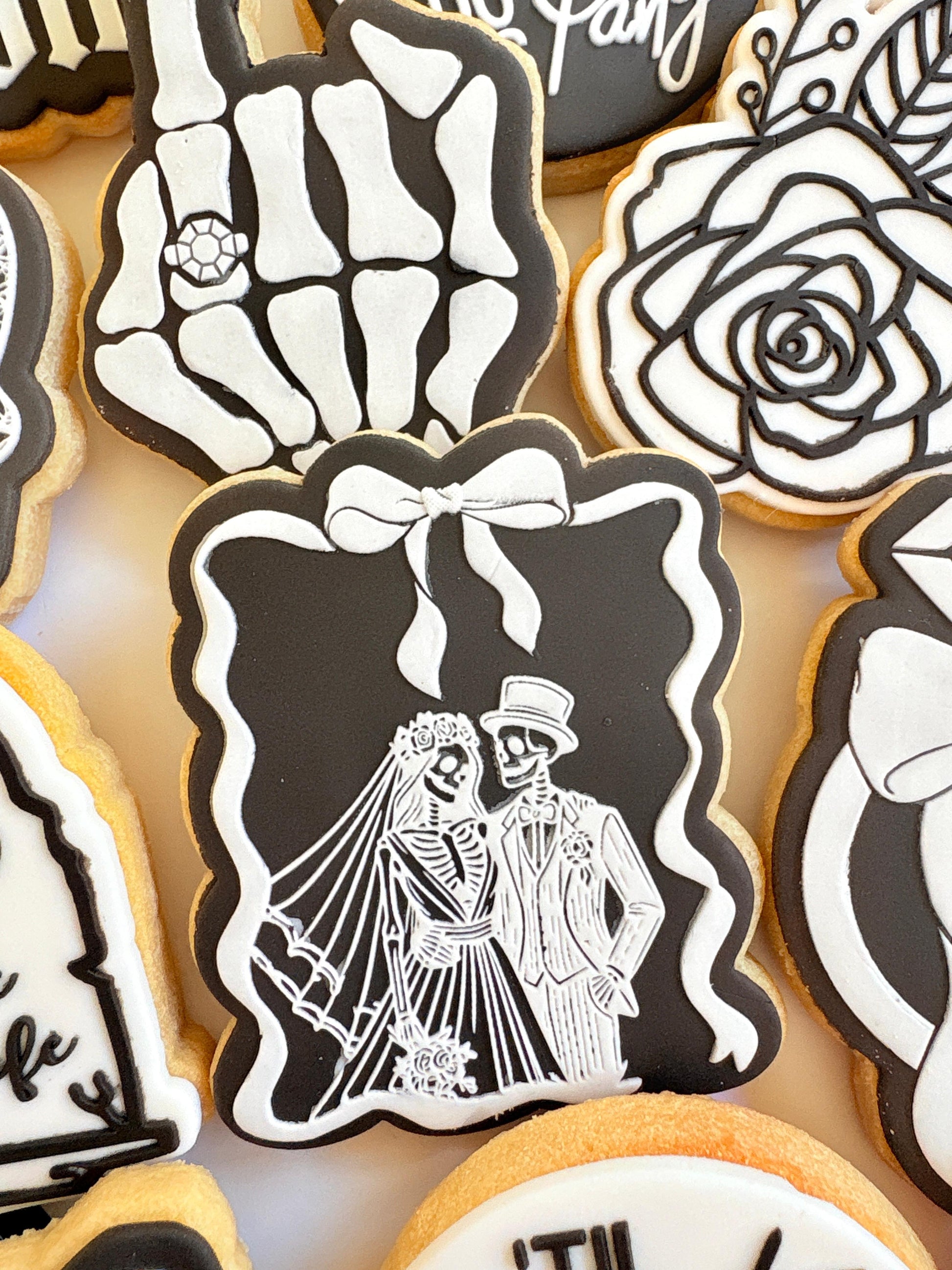 bride or die ring finger wedding ring hens skeleton cookie stamp cookie cutter stampandimpress bride and groom