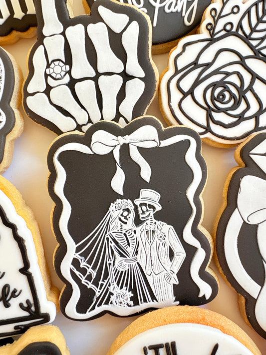 bride or die ring finger wedding ring hens skeleton cookie stamp cookie cutter stampandimpress bride and groom