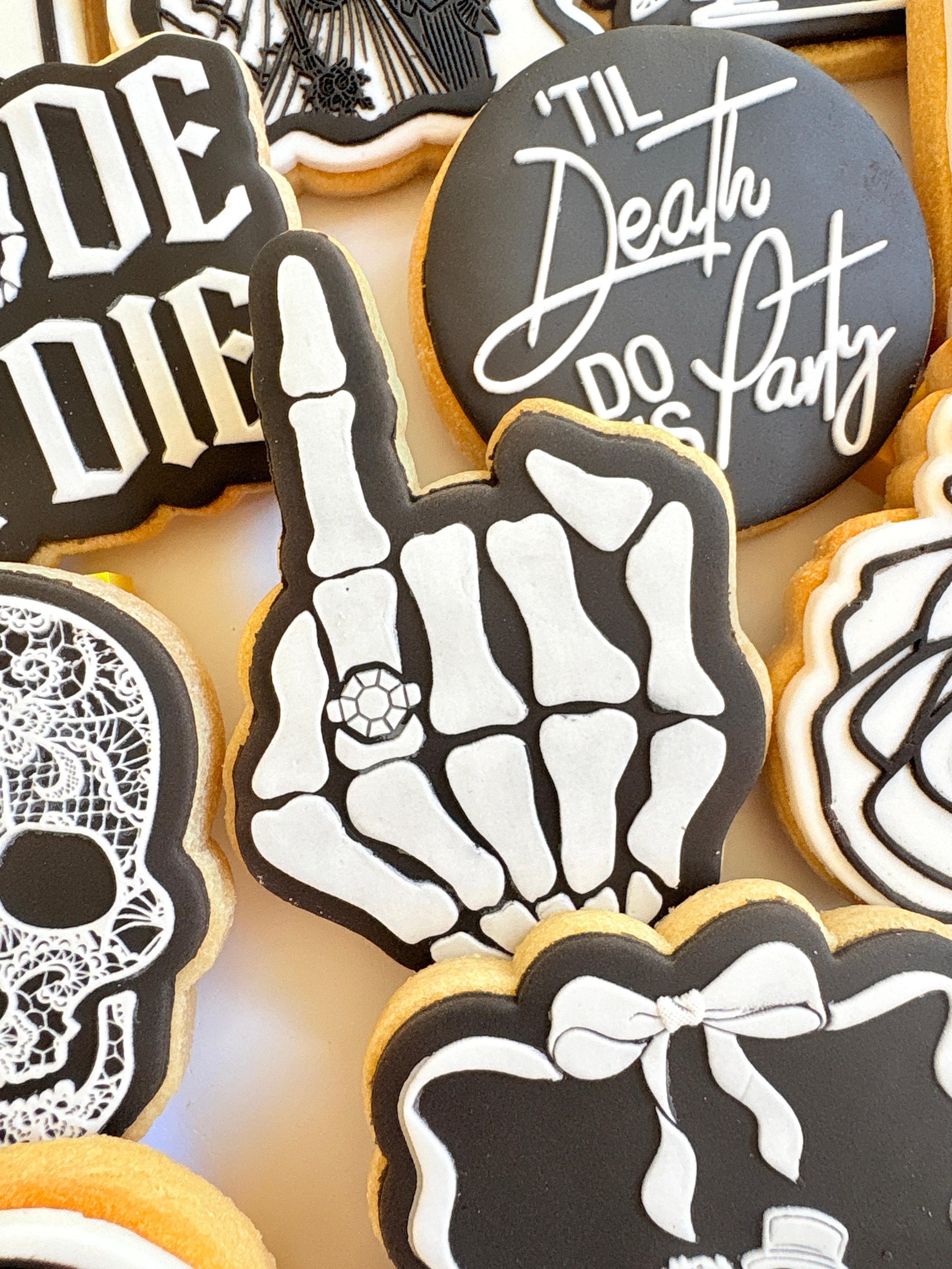 bride or die ring finger wedding ring hens skeleton cookie stamp cookie cutter stampandimpress 