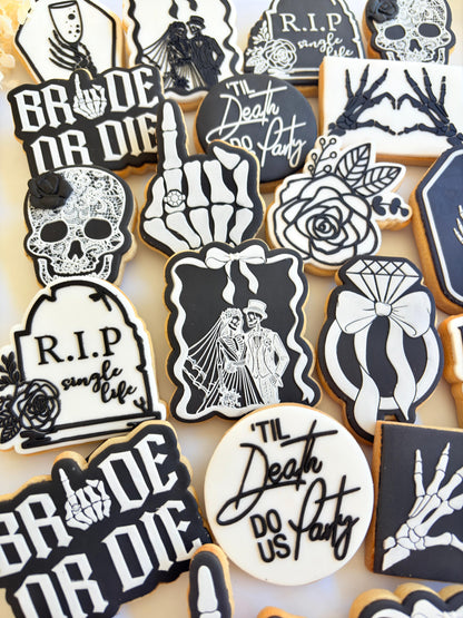 bride or die ring finger wedding ring hens skeleton cookie stamp cookie cutter stampandimpress bride and groom