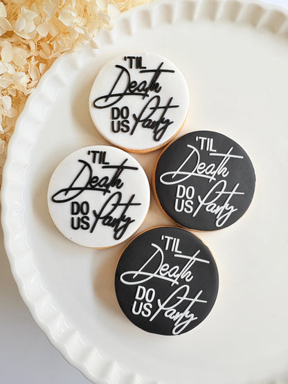 bride or die ring finger wedding ring hens skeleton cookie stamp cookie cutter stampandimpress til death do us party