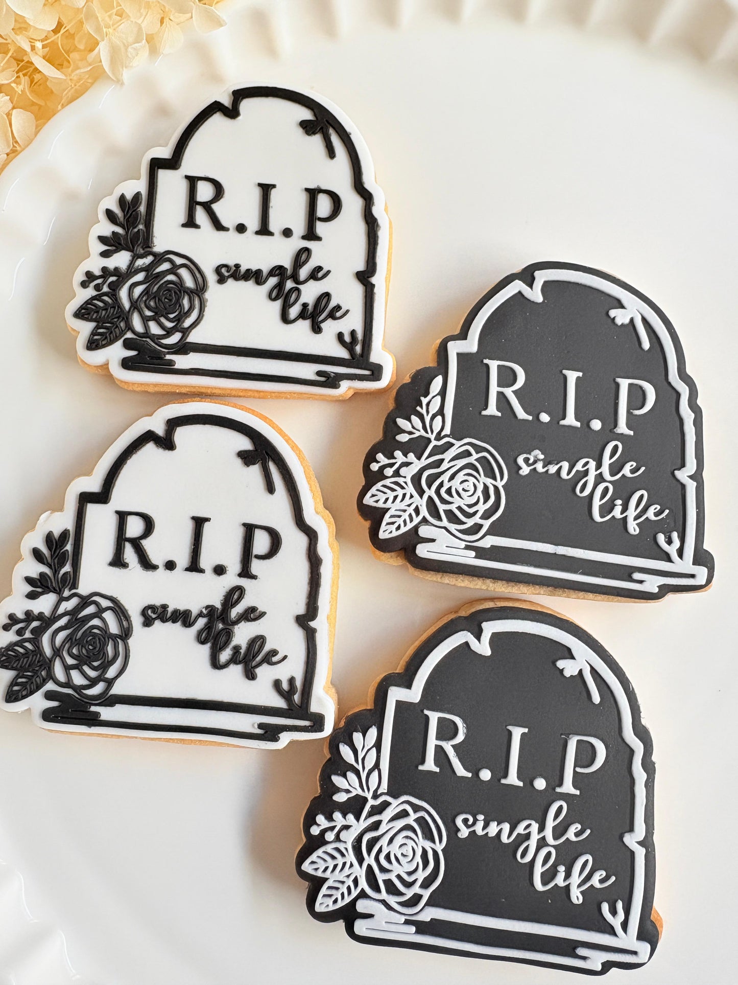 bride or die ring finger wedding ring hens skeleton cookie stamp cookie cutter stampandimpress tombstone rip single life