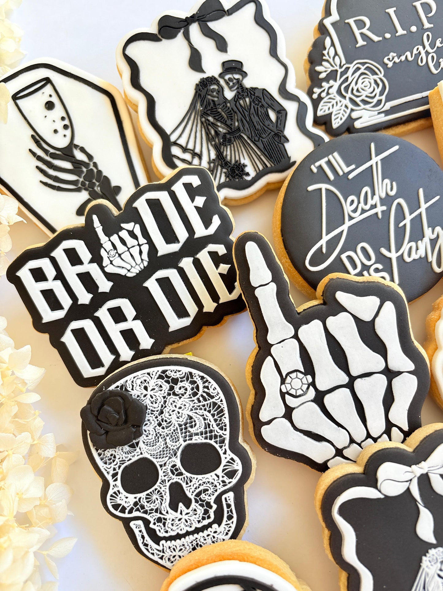 bride or die ring finger wedding ring hens skeleton cookie stamp cookie cutter stampandimpress lace skull