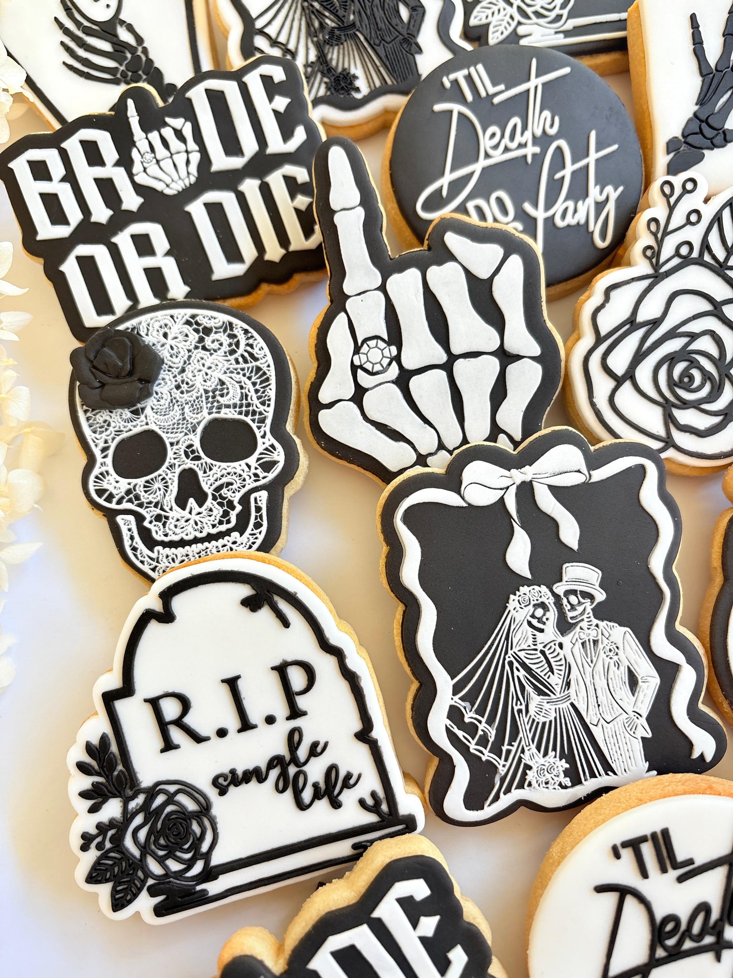 bride or die ring finger wedding ring hens skeleton cookie stamp cookie cutter stampandimpress lace skull