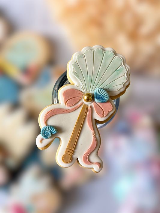 Shell Wand Raised Cookie Stamp/Fondant Debosser & Cutter