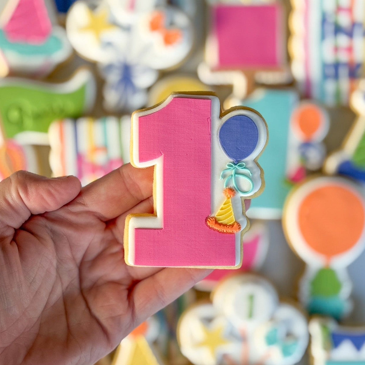 number 1 with party hat balloon cookie stamp cookie cutter its fun to be one stampandimpress