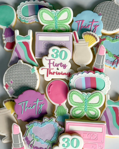 pina colada cocktail pineapple 13 going on 30 suddenly 30 drink cookie stamp cookie cutter stampandimpress wishing dust butterfly mix tape 30 flirty & thriving disco ball 