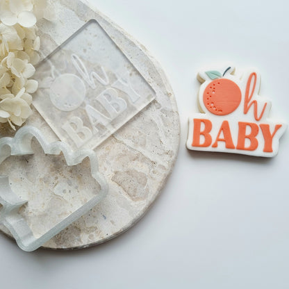 Oh Baby Orange Raised Cookie Stamp/Fondant Debosser & Cutter