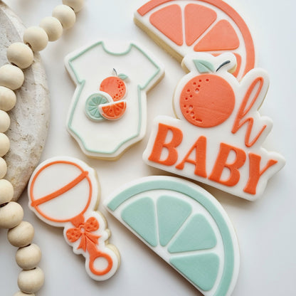 Oh Baby Orange Raised Cookie Stamp/Fondant Debosser & Cutter