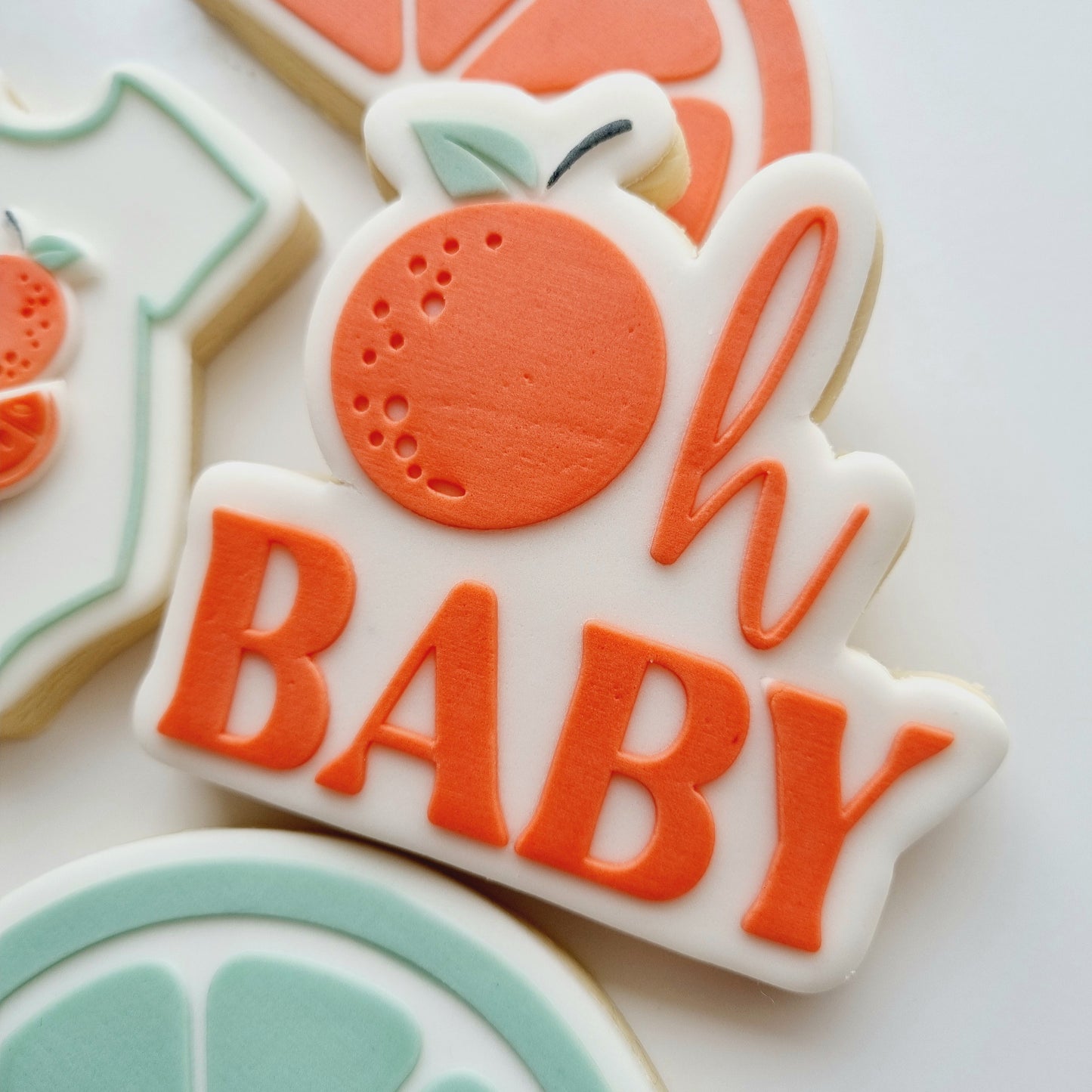 oh baby orange citrus baby shower stampandimpess cookie stamp cookie cutter