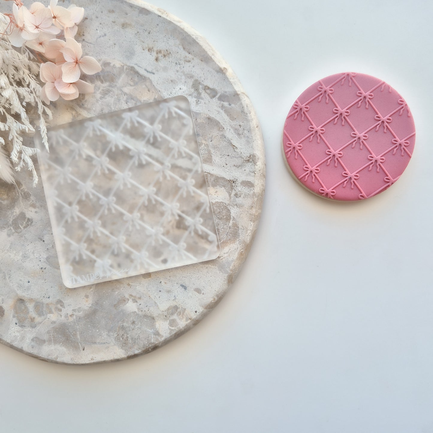 diamond bow pattern plate easter cookie stamp cookie cutter stampandimpress