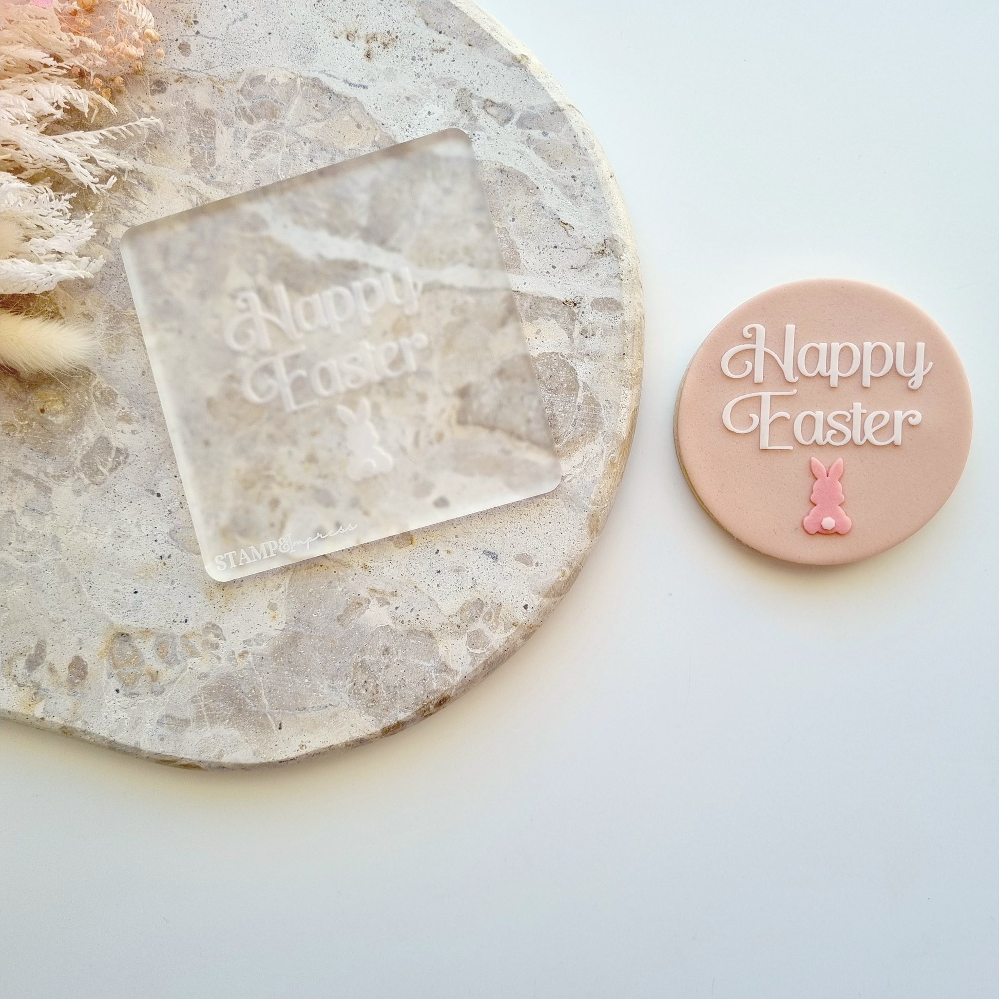 happy easter simple bunny face bunny ears name plaque bow pattern easter egg easter bunny cookie stamp cookie cutter stampandimpress