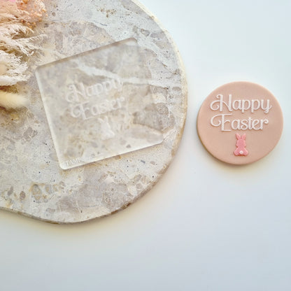 happy easter simple bunny face bunny ears name plaque bow pattern easter egg easter bunny cookie stamp cookie cutter stampandimpress