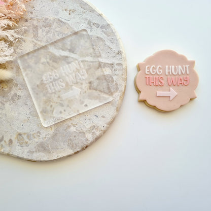happy easter simple bunny face bunny ears name plaque bow pattern easter egg easter bunny cookie stamp cookie cutter stampandimpress egg hunt this way