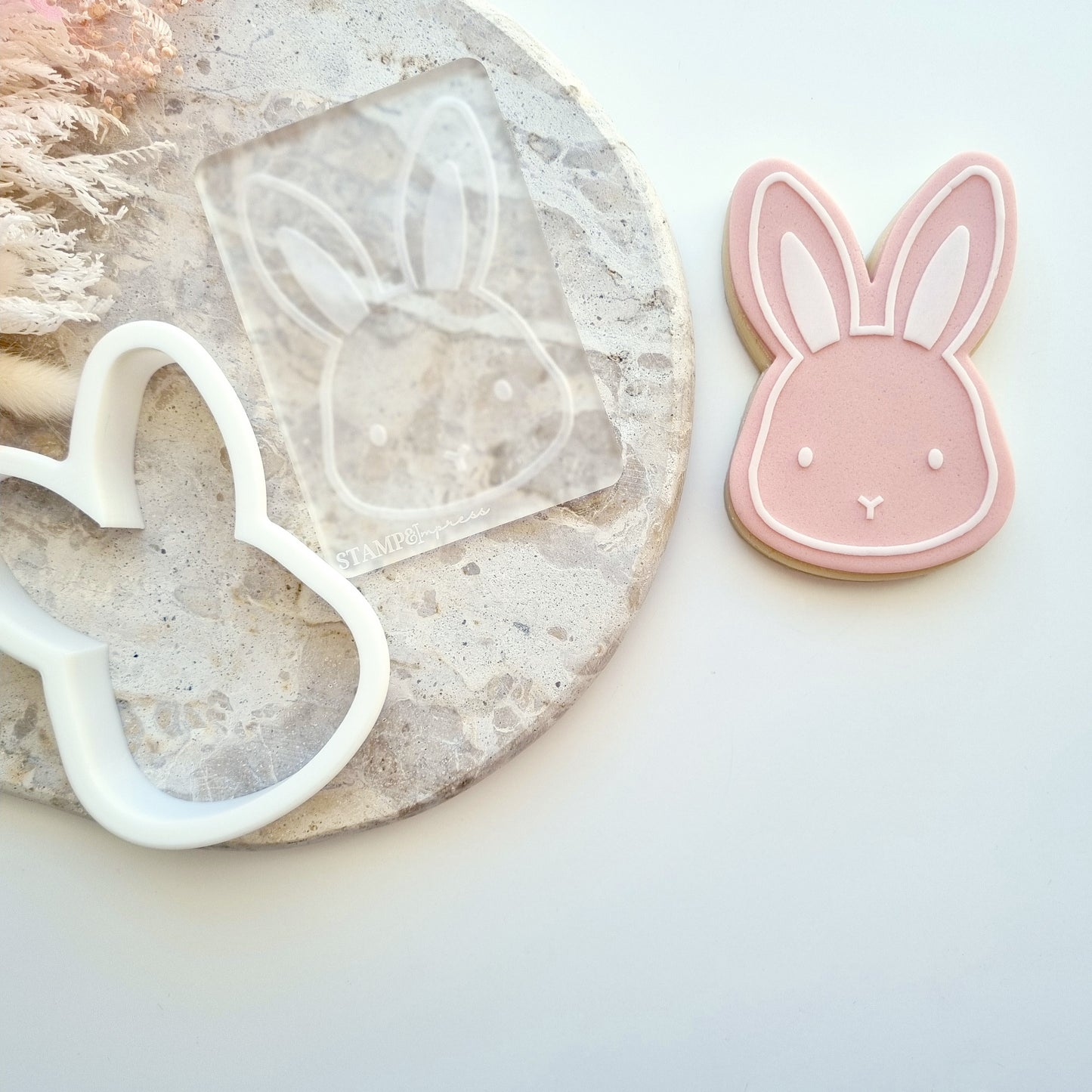 happy easter simple bunny face bunny ears name plaque bow pattern easter egg easter bunny cookie stamp cookie cutter stampandimpress