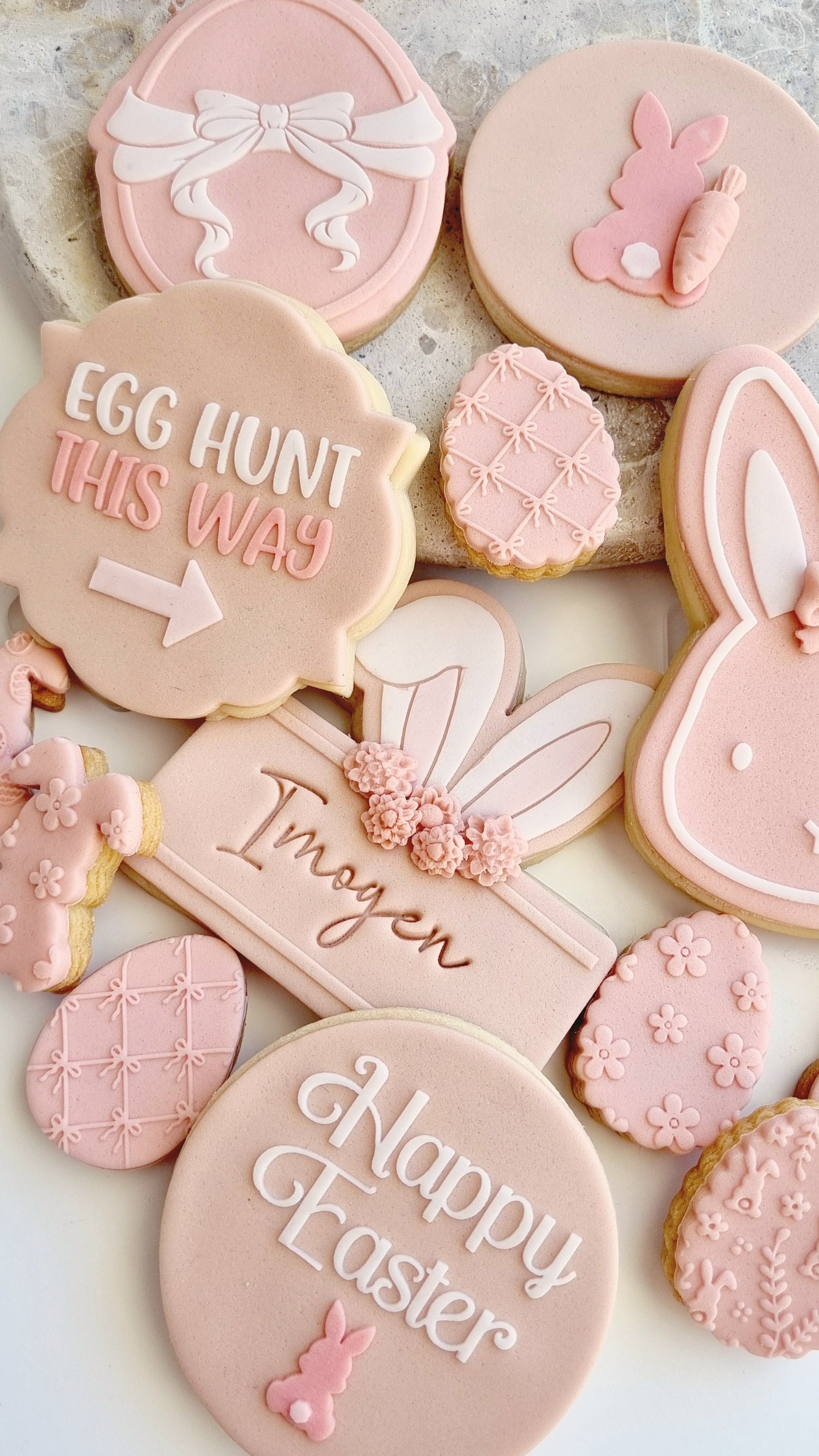 happy easter simple bunny face bunny ears name plaque bow pattern easter egg easter bunny cookie stamp cookie cutter stampandimpress egg hunt this way