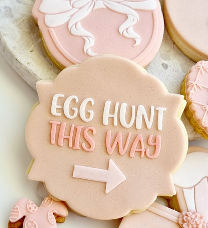 happy easter simple bunny face bunny ears name plaque bow pattern easter egg easter bunny cookie stamp cookie cutter stampandimpress egg hunt this way